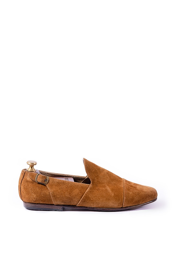 Tan Leather Suede Loafers by ARTIMEN at Pernia's Pop Up Shop