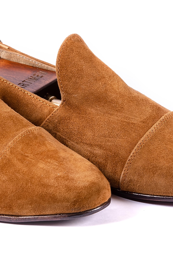 Tan Leather Suede Loafers by ARTIMEN at Pernia's Pop Up Shop