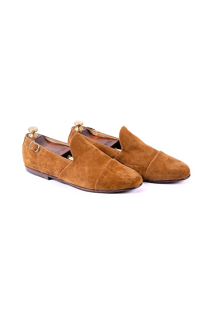 Tan Leather Suede Loafers by ARTIMEN at Pernia's Pop Up Shop