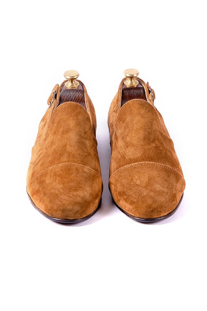 Tan Leather Suede Loafers by ARTIMEN at Pernia's Pop Up Shop