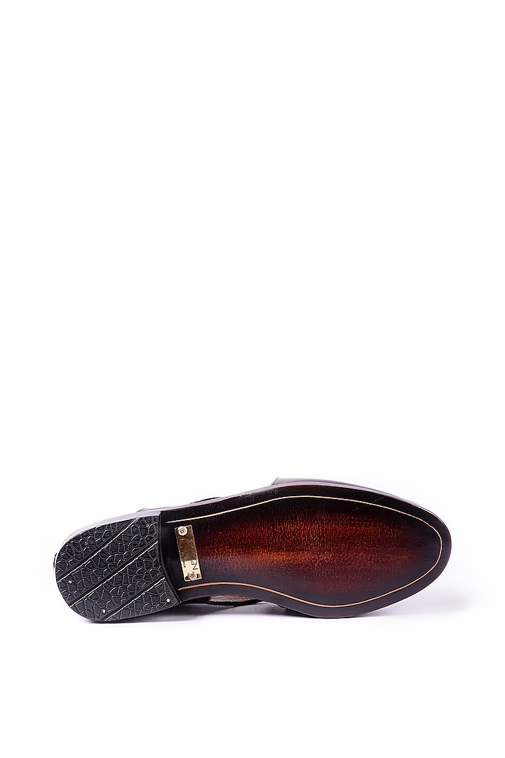 Burnt Cherry Leather Oxford Shoes by ARTIMEN