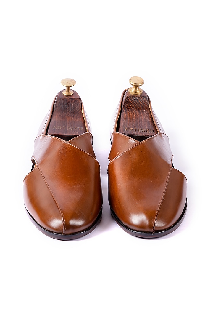 Burnt Tan Leather Loafers by ARTIMEN