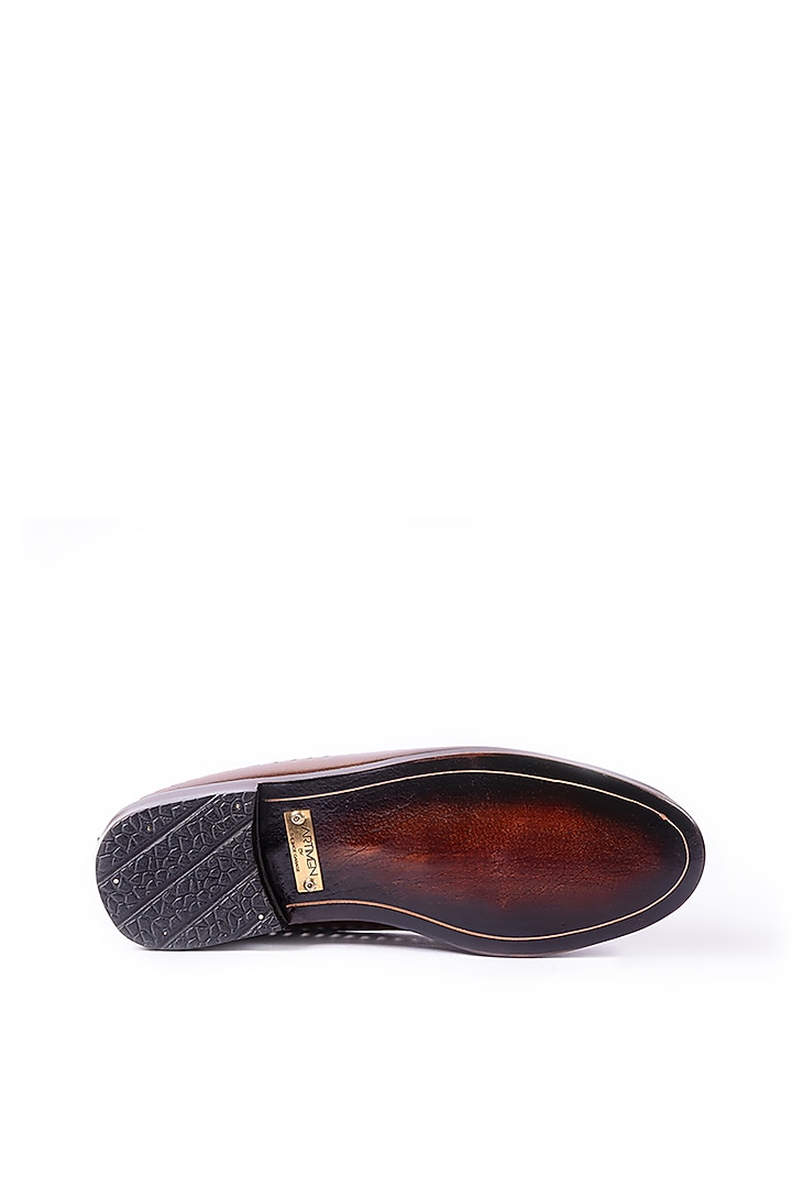 Burnt Tan Leather Cutwork Handcrafted Mules by ARTIMEN at Pernia's Pop Up Shop