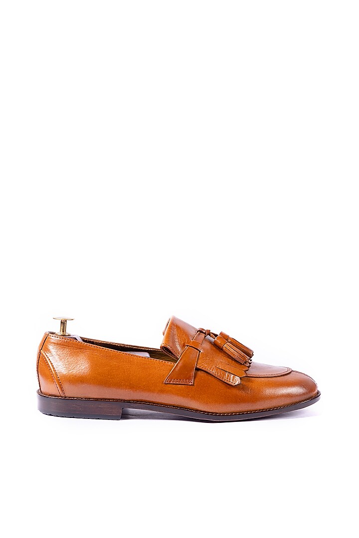 Burnt Tan Leather Handcrafted Loafers by ARTIMEN at Pernia's Pop Up Shop