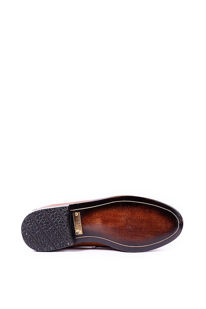 Burnt Tan Leather Handcrafted Loafers by ARTIMEN at Pernia's Pop Up Shop