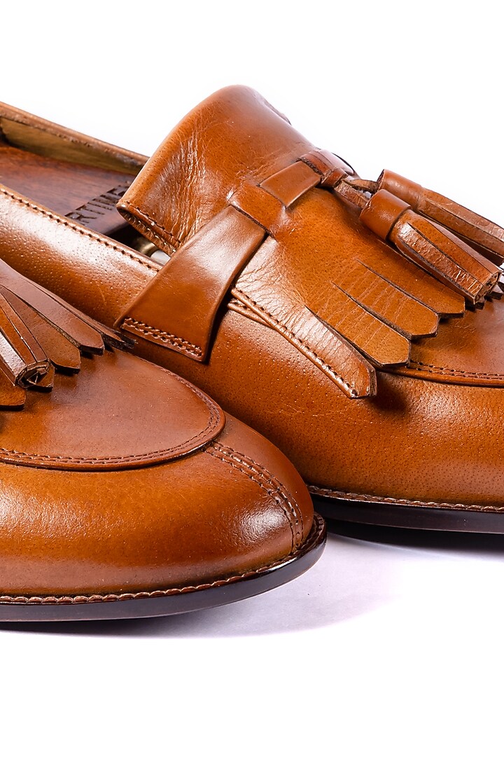 Burnt Tan Leather Handcrafted Loafers by ARTIMEN at Pernia's Pop Up Shop