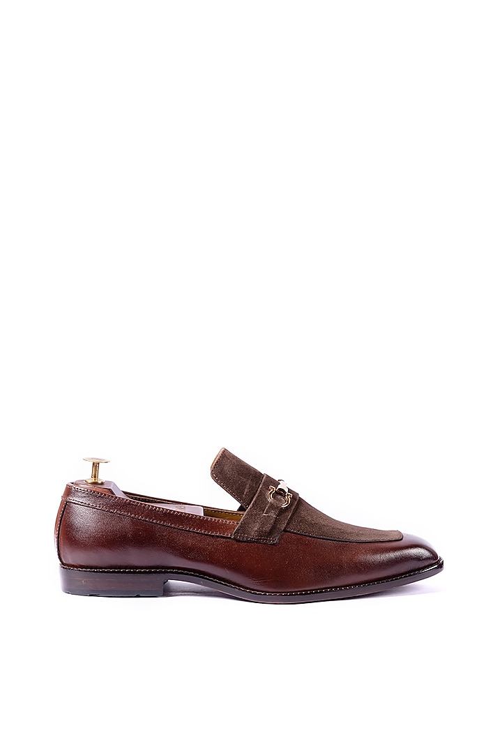 Brown Leather Suede Loafers by ARTIMEN at Pernia's Pop Up Shop