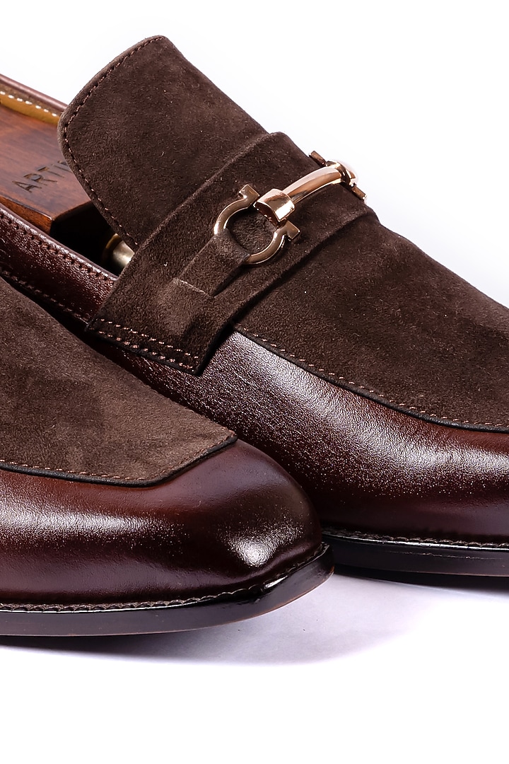 Brown Leather Suede Loafers by ARTIMEN at Pernia's Pop Up Shop