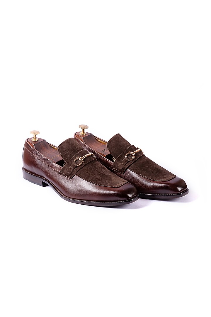 Brown Leather Suede Loafers by ARTIMEN at Pernia's Pop Up Shop