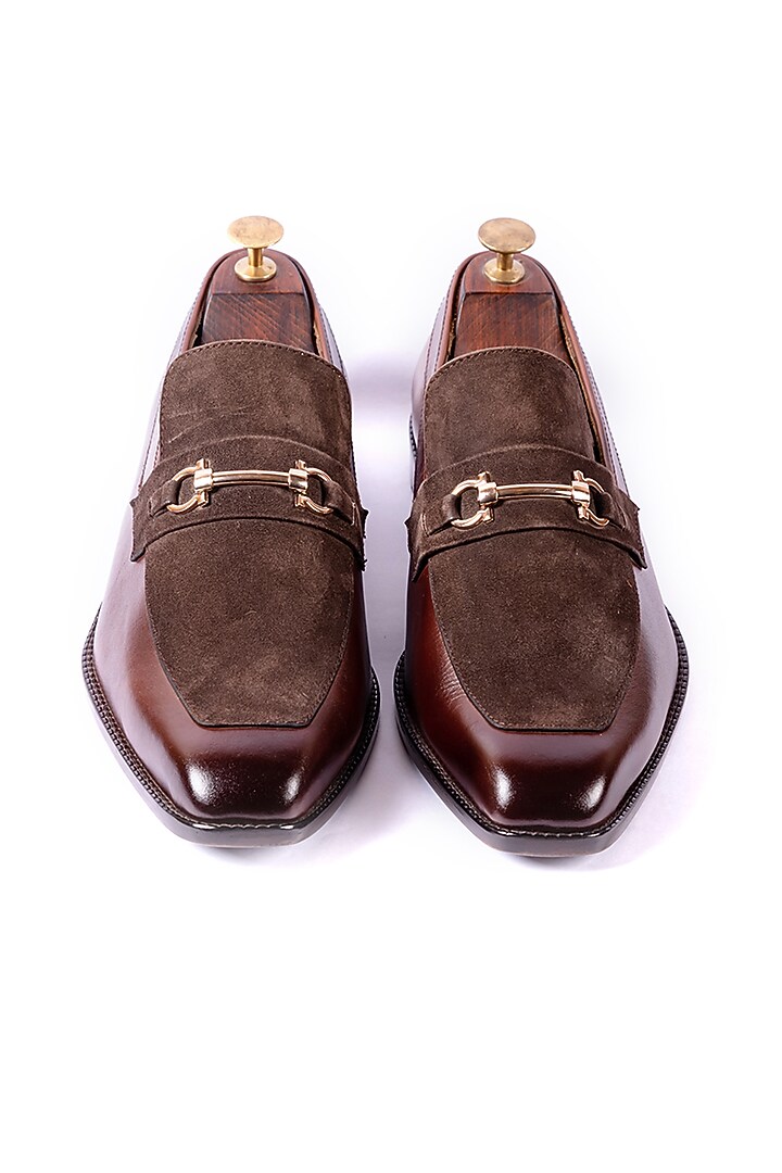 Brown Leather Suede Loafers by ARTIMEN at Pernia's Pop Up Shop