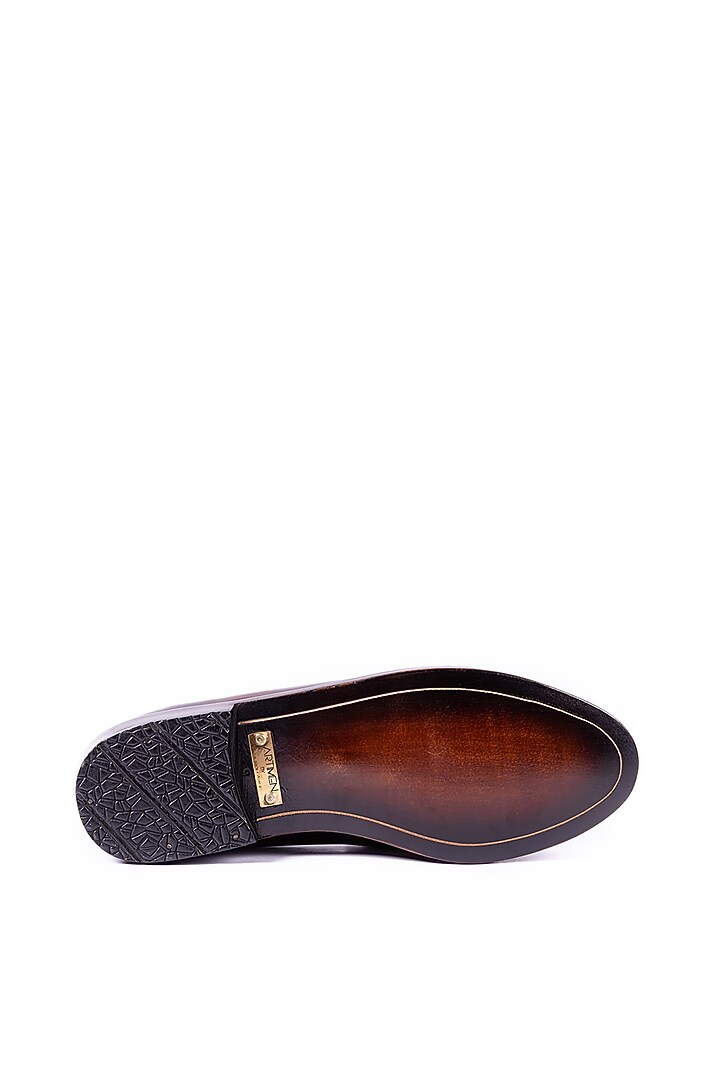 Burnt Cherry Leather Handcrafted Loafers by ARTIMEN at Pernia's Pop Up Shop