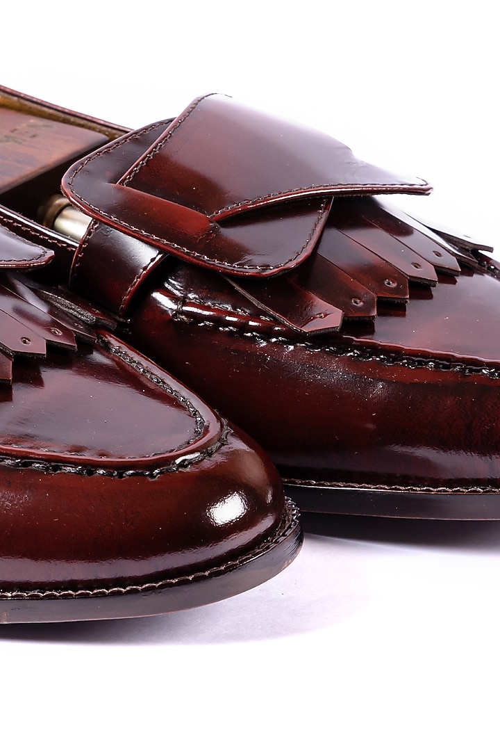 Burnt Cherry Leather Handcrafted Loafers by ARTIMEN at Pernia's Pop Up Shop