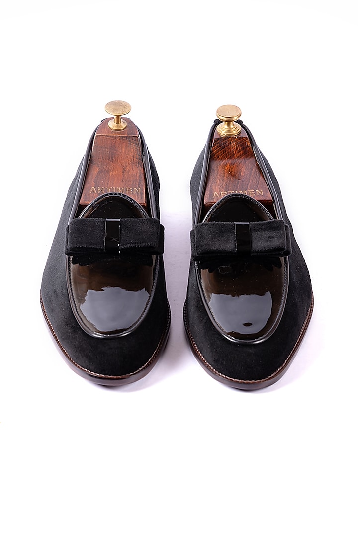 Black Handcrafted Tuxedo Shoes by ARTIMEN
