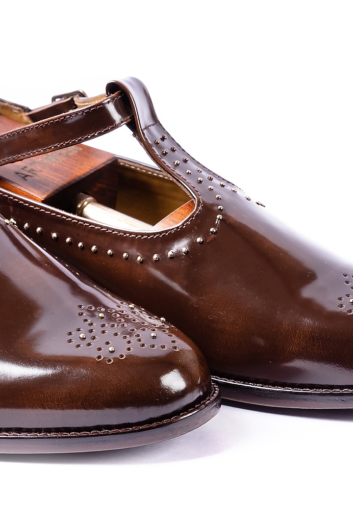 Deep Brown Leather Handcrafted Sandals by ARTIMEN at Pernia's Pop Up Shop