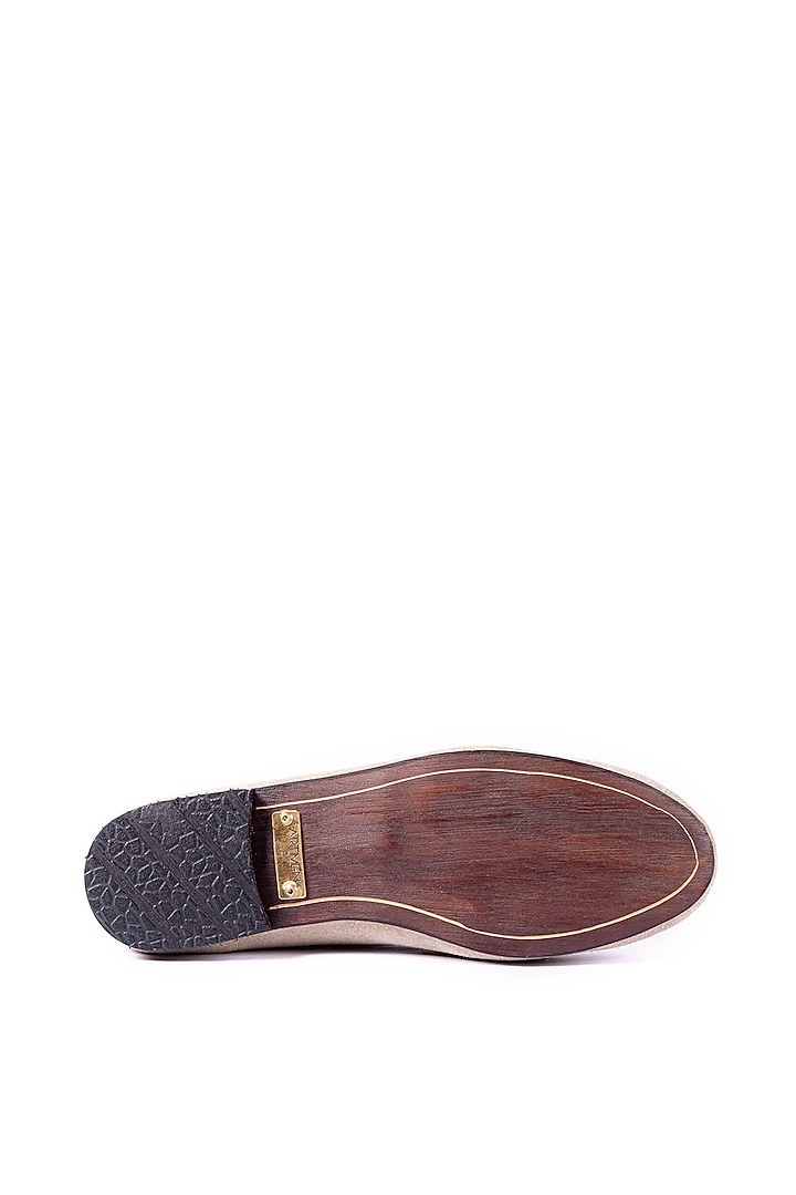 Beige Leather Suede Handcrafted Loafers by ARTIMEN at Pernia's Pop Up Shop
