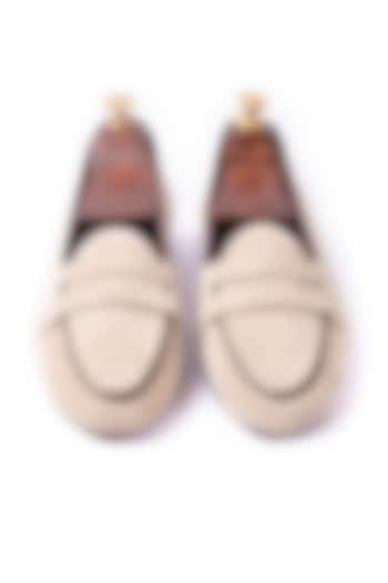 Beige Handcrafted Loafers by ARTIMEN