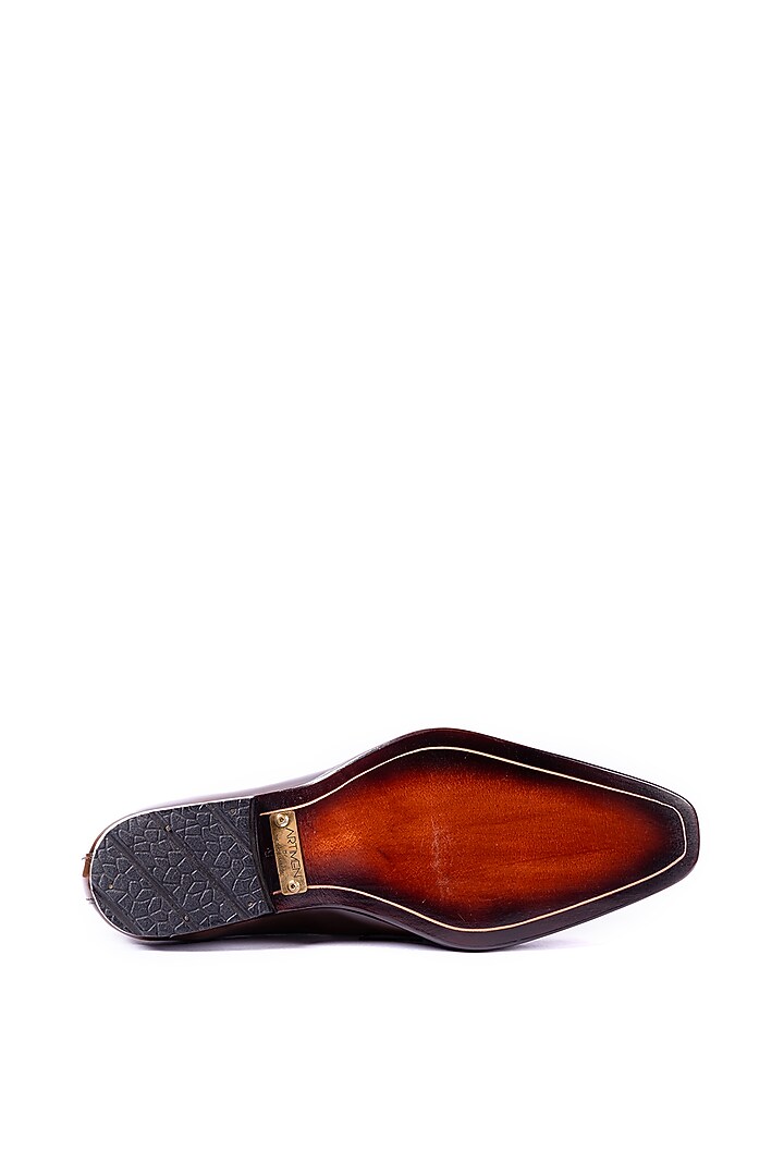 Burnt Brown Leather Handcrafted Loafers by ARTIMEN at Pernia's Pop Up Shop