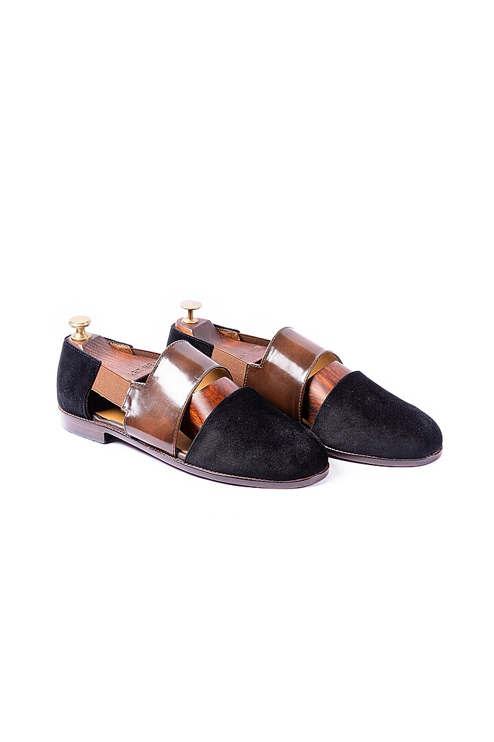 Black & Brown Leather Sandals by ARTIMEN at Pernia's Pop Up Shop