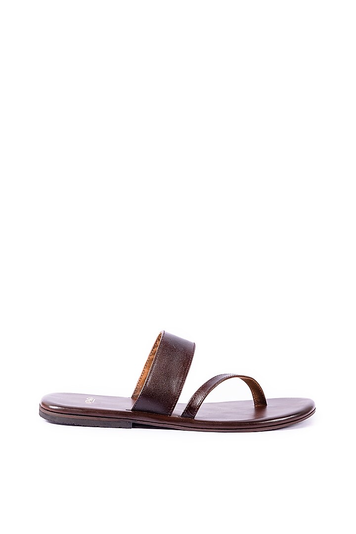 Deep Brown Leather Slippers by ARTIMEN at Pernia's Pop Up Shop