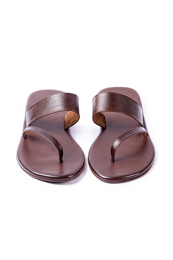 Deep Brown Leather Slippers by ARTIMEN at Pernia's Pop Up Shop