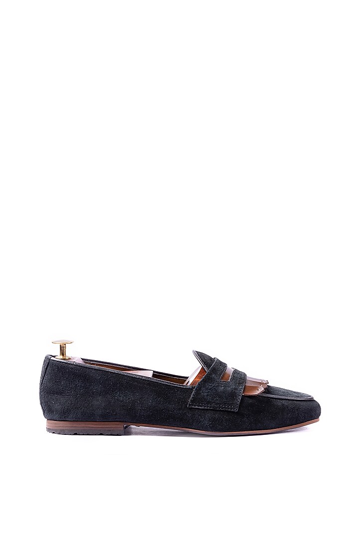 Black & Brown Leather Suede Loafers by ARTIMEN at Pernia's Pop Up Shop