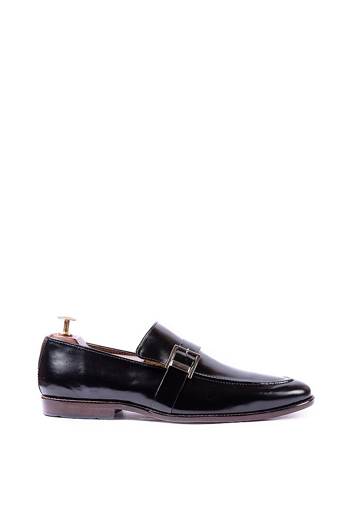 Black Leather Handcrafted Loafers by ARTIMEN at Pernia's Pop Up Shop