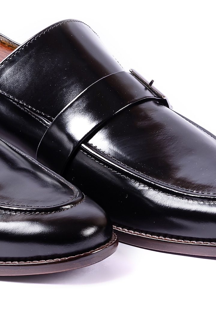 Black Leather Handcrafted Loafers by ARTIMEN at Pernia's Pop Up Shop