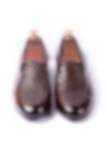 Brown Hand Painted Loafers by ARTIMEN
