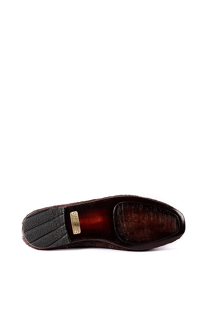 Brown Handwoven Leather Suede Loafers by ARTIMEN at Pernia's Pop Up Shop