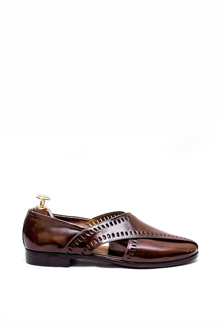 Brushed Brown Leather Handcrafted Shoes by ARTIMEN at Pernia's Pop Up Shop