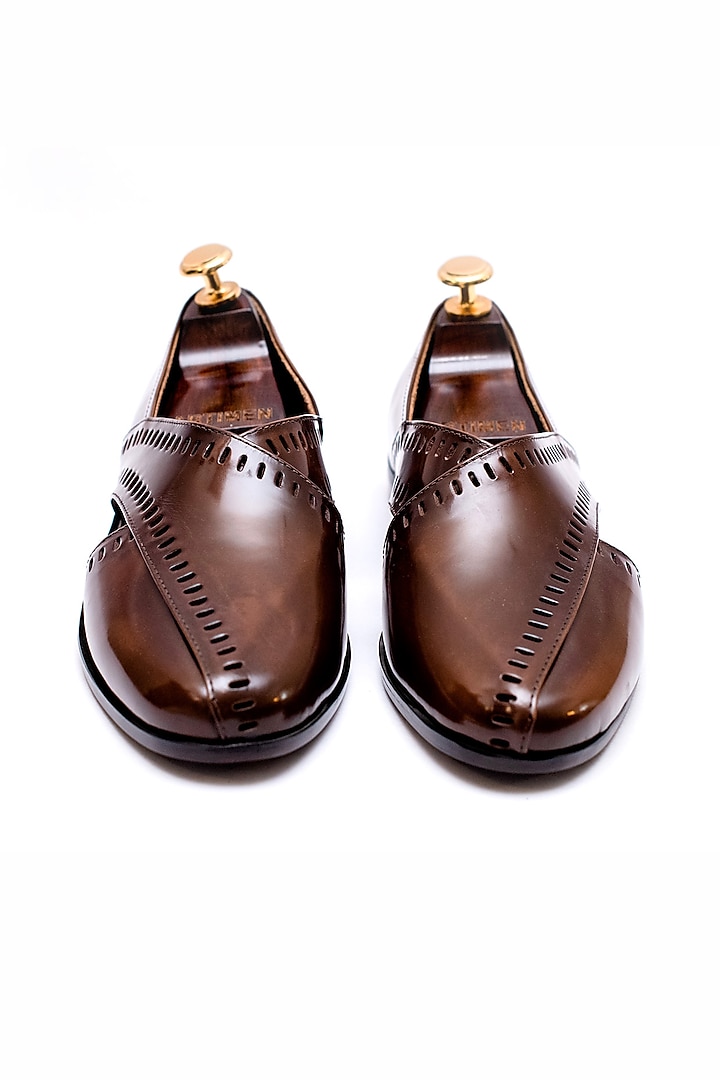 Brushed Brown Leather Handcrafted Shoes by ARTIMEN at Pernia's Pop Up Shop