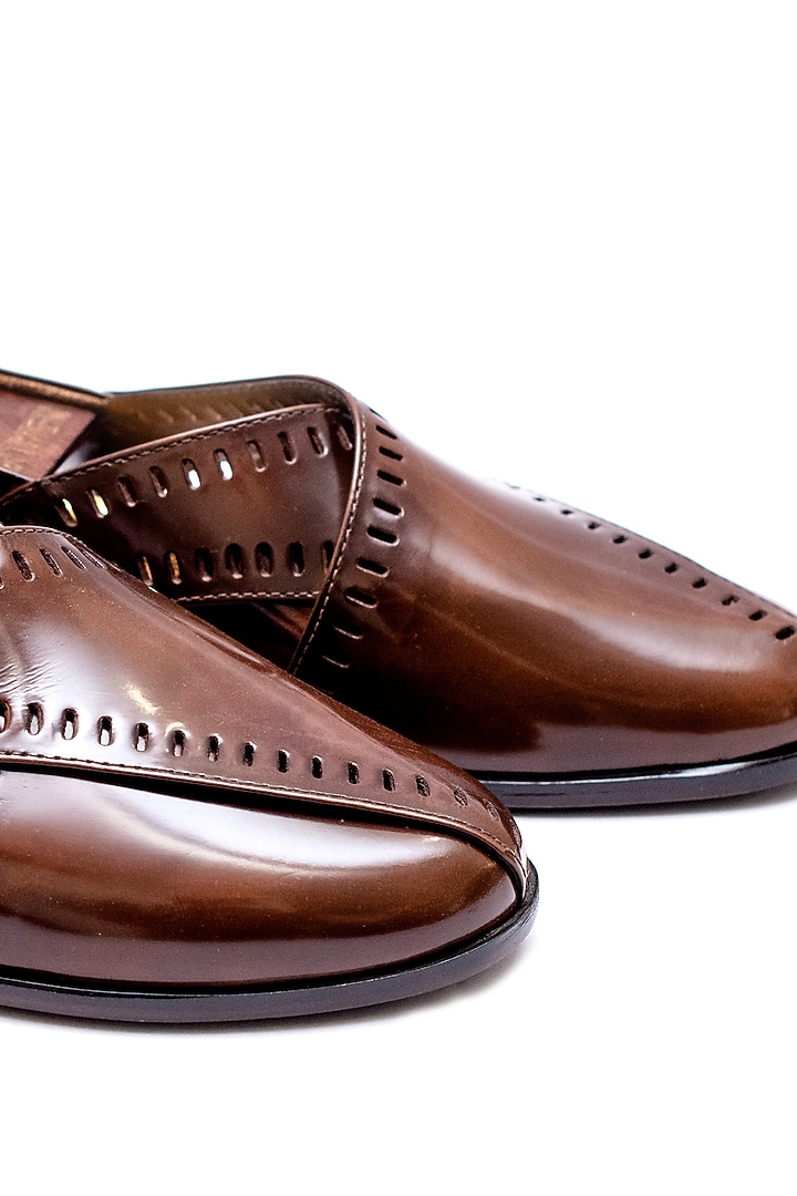 Brushed Brown Leather Handcrafted Shoes by ARTIMEN at Pernia's Pop Up Shop