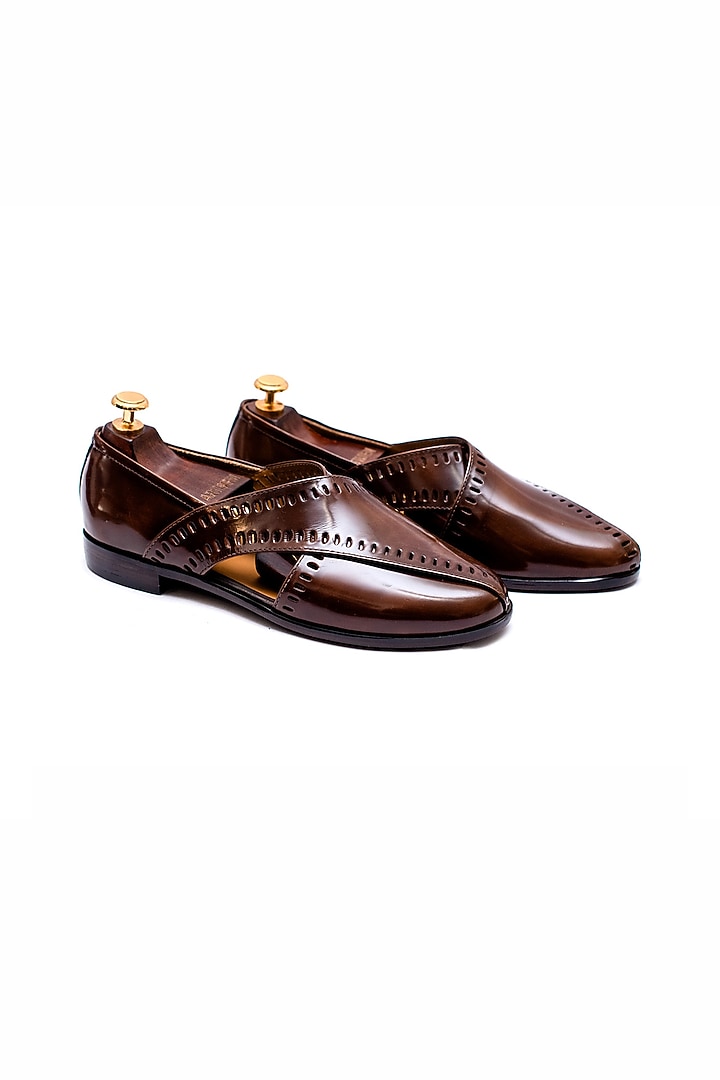 Brushed Brown Leather Handcrafted Shoes by ARTIMEN at Pernia's Pop Up Shop