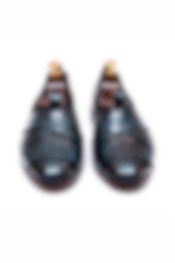 Blue & Black Handcrafted Sandals by ARTIMEN