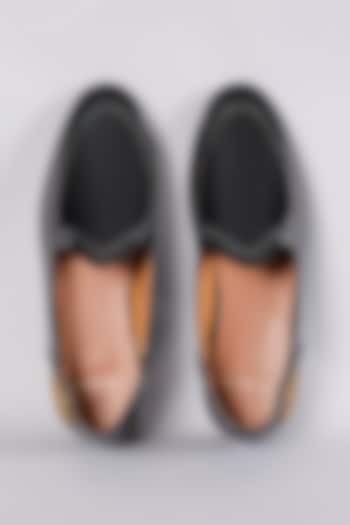 Black Leather Hand Embroidered Shoes by ARTIMEN at Pernia's Pop Up Shop