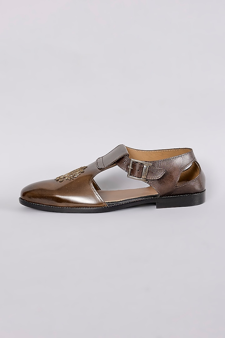 Brown Leather Handcrafted Sandals by ARTIMEN at Pernia's Pop Up Shop