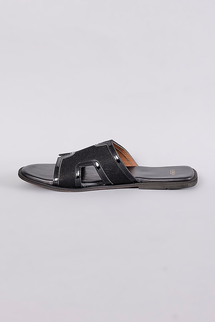 Black Leather Slippers by ARTIMEN at Pernia's Pop Up Shop