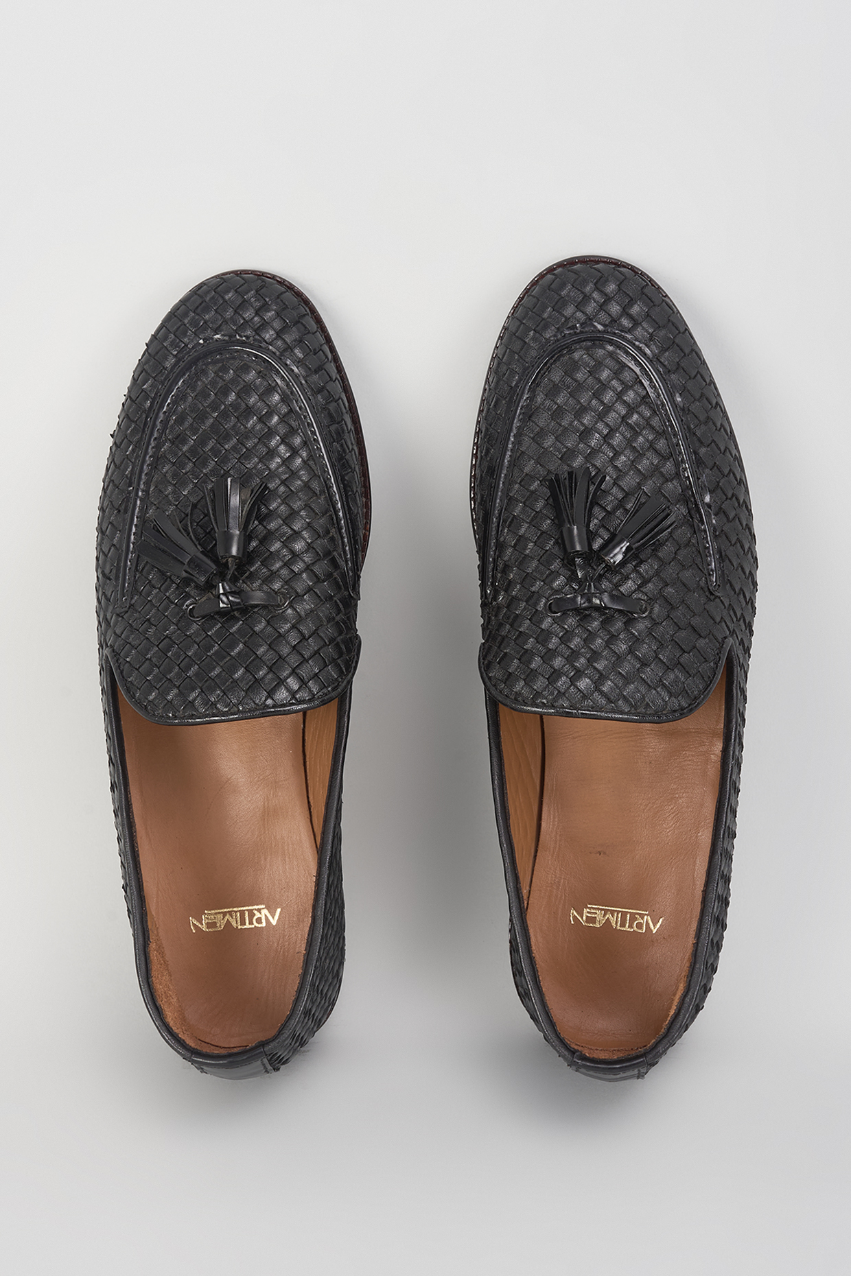 Blue Leather Shoes by ARTIMEN