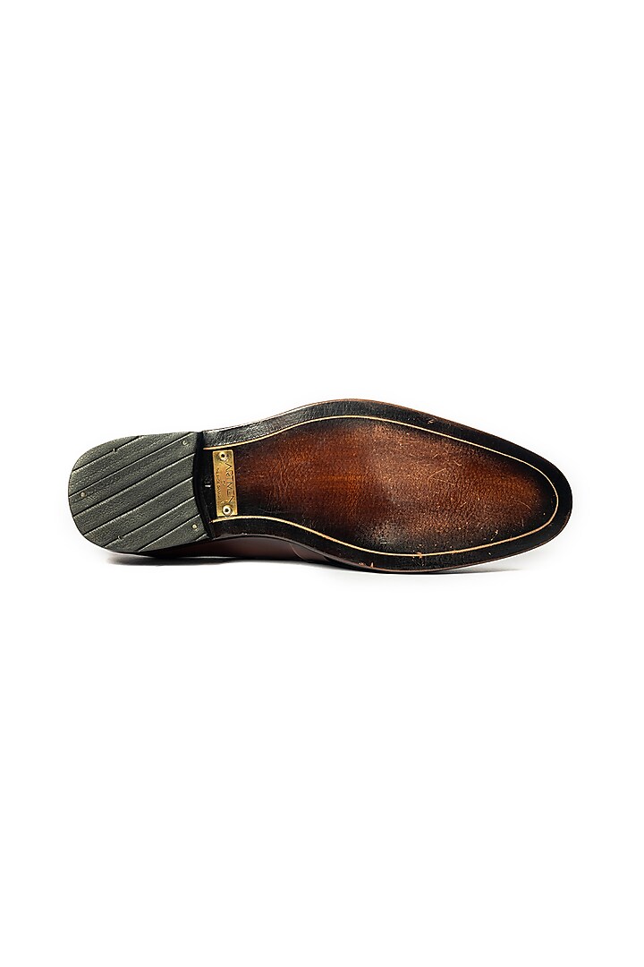 Burnt Brown Hand Sprayed Leather Loafers by ARTIMEN at Pernia's Pop Up Shop