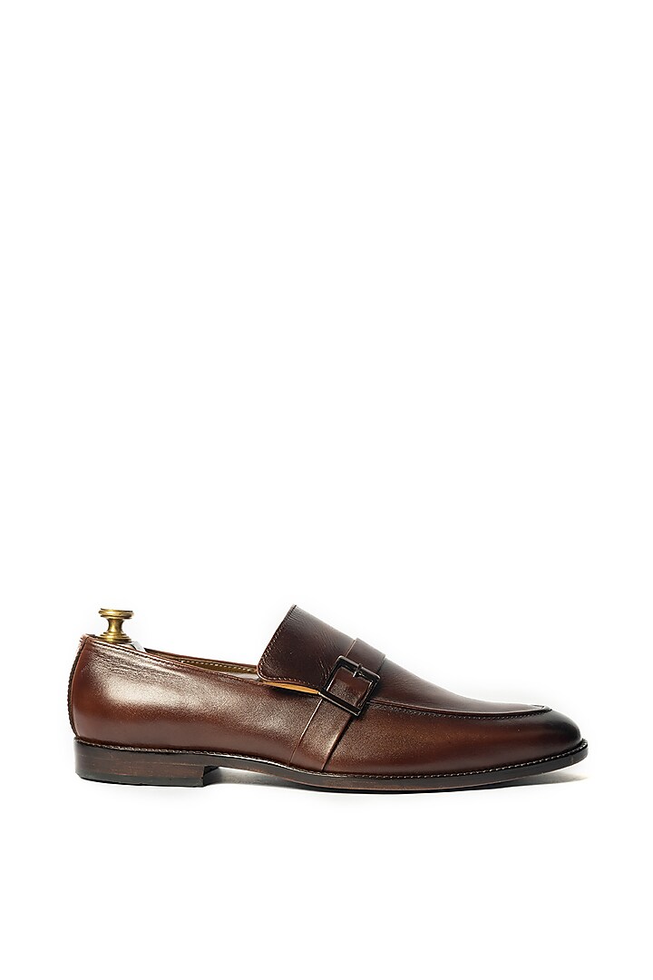 Burnt Brown Hand Sprayed Leather Loafers by ARTIMEN at Pernia's Pop Up Shop