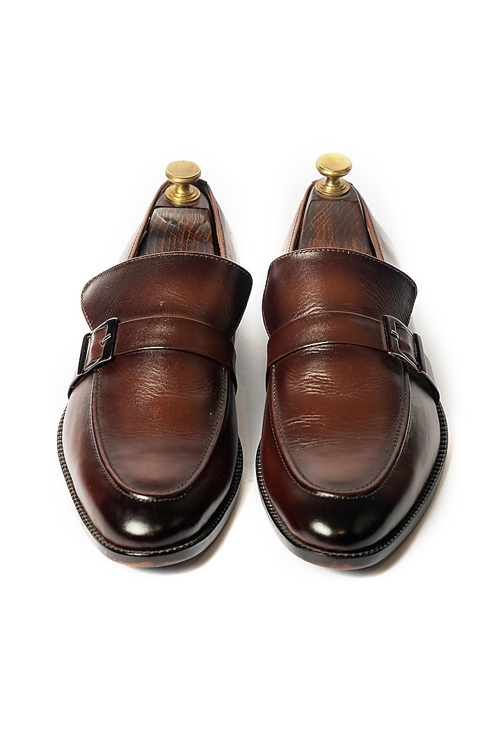 Burnt Brown Hand Sprayed Loafers by ARTIMEN