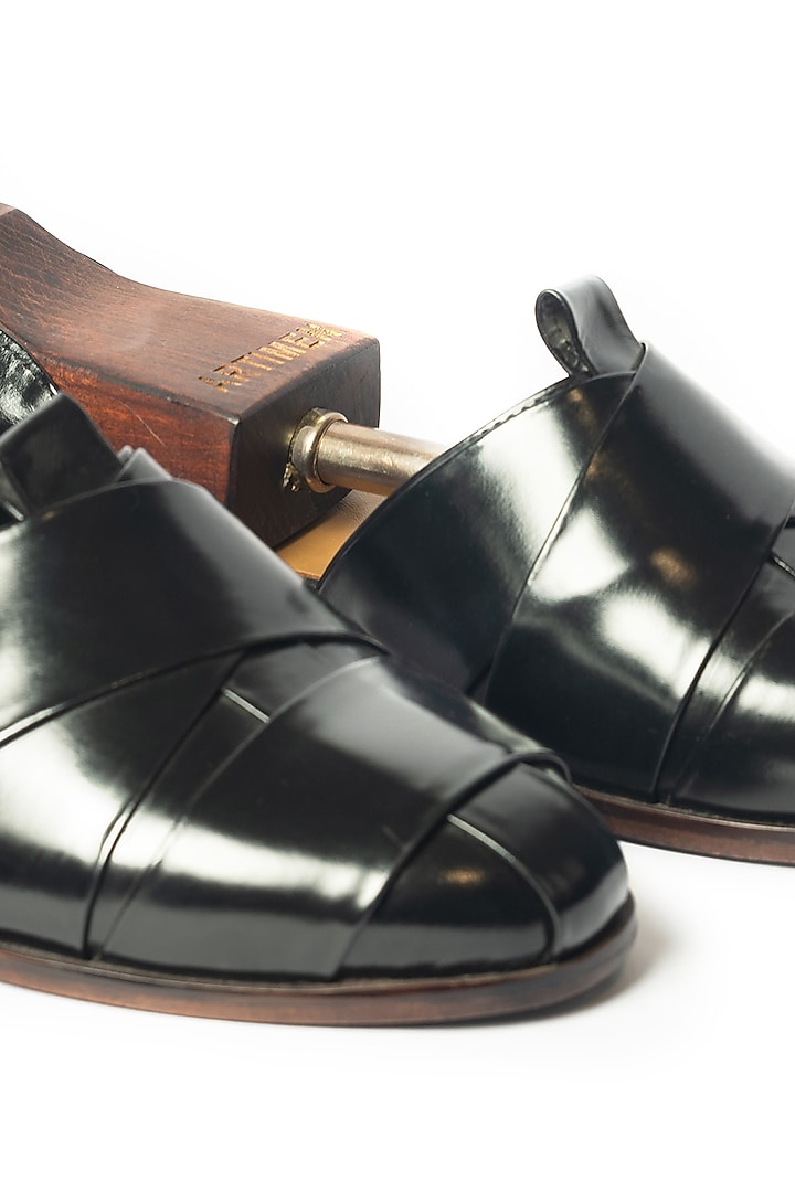 Black Leather Strappy Sandals by ARTIMEN at Pernia's Pop Up Shop