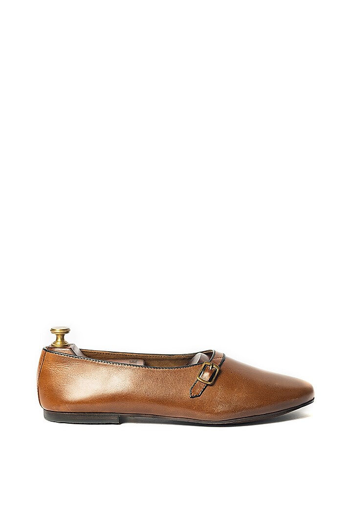 Burnt Tan Leather Juttis by ARTIMEN at Pernia's Pop Up Shop