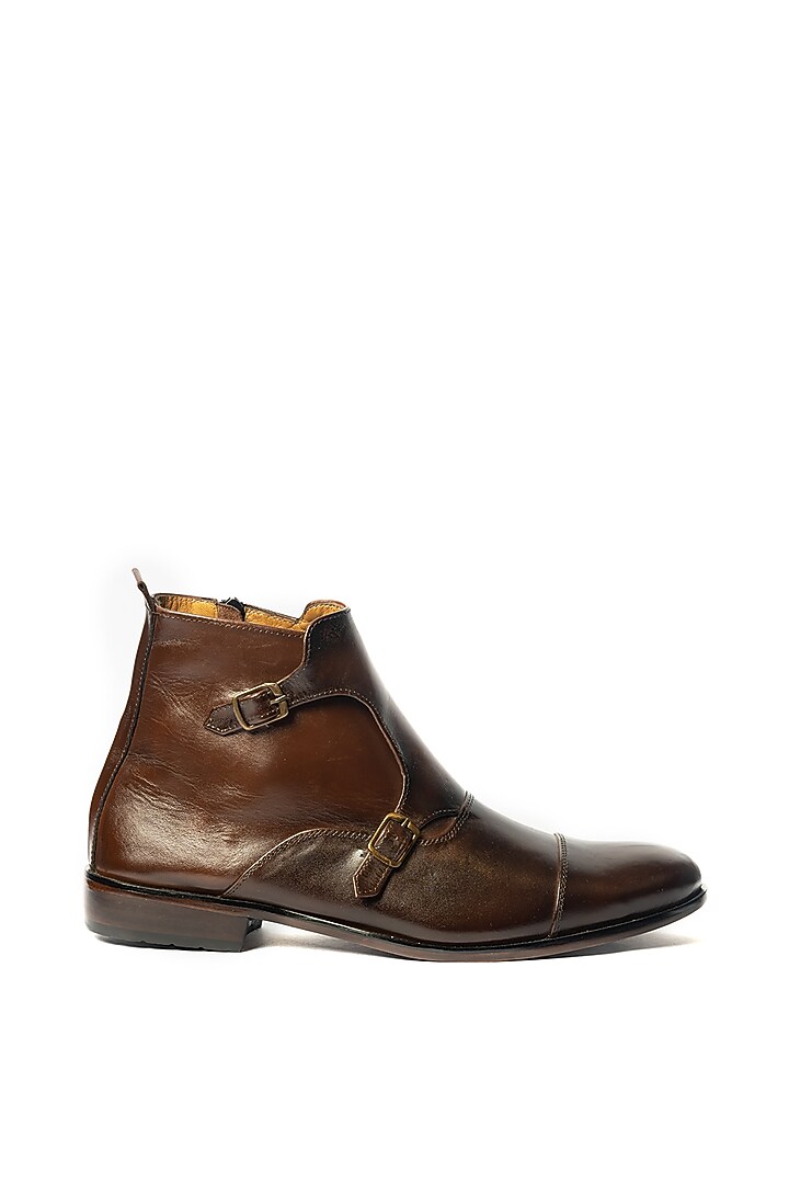Brown & Tan Leather Handcrafted Boots by ARTIMEN at Pernia's Pop Up Shop