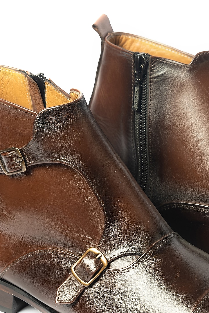 Brown & Tan Leather Handcrafted Boots by ARTIMEN at Pernia's Pop Up Shop