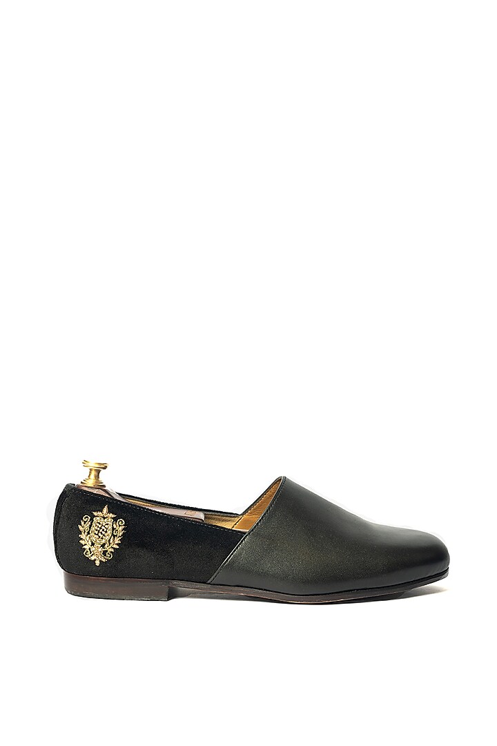 Black Leather & Velvet Shoes by ARTIMEN at Pernia's Pop Up Shop