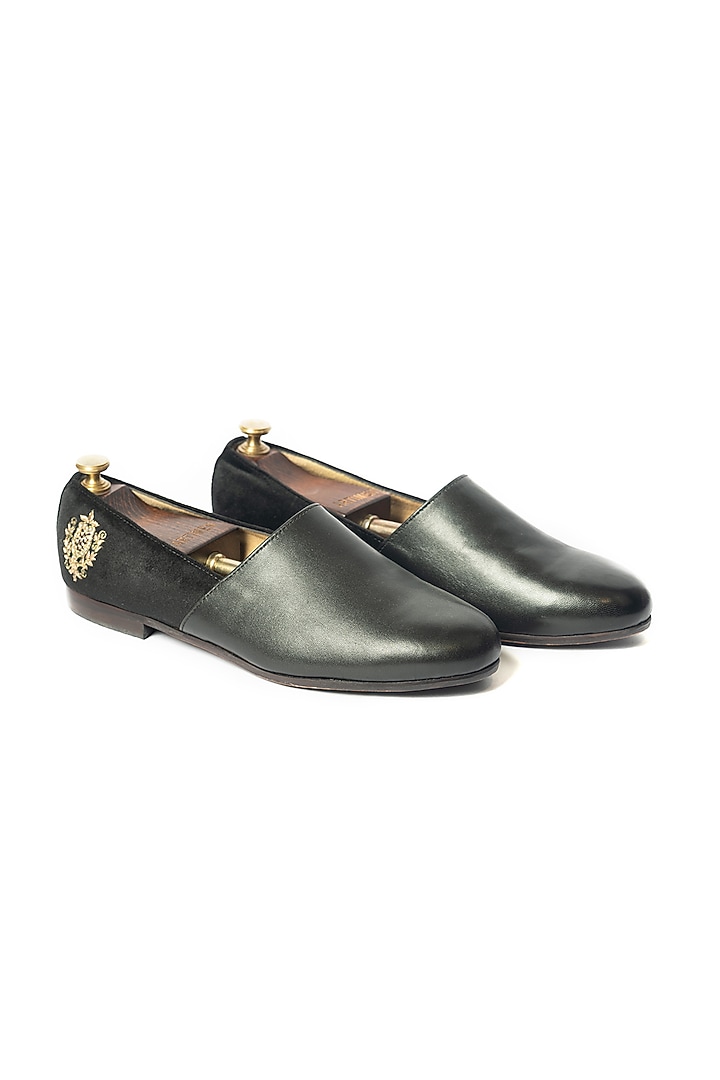 Black Leather & Velvet Shoes by ARTIMEN at Pernia's Pop Up Shop