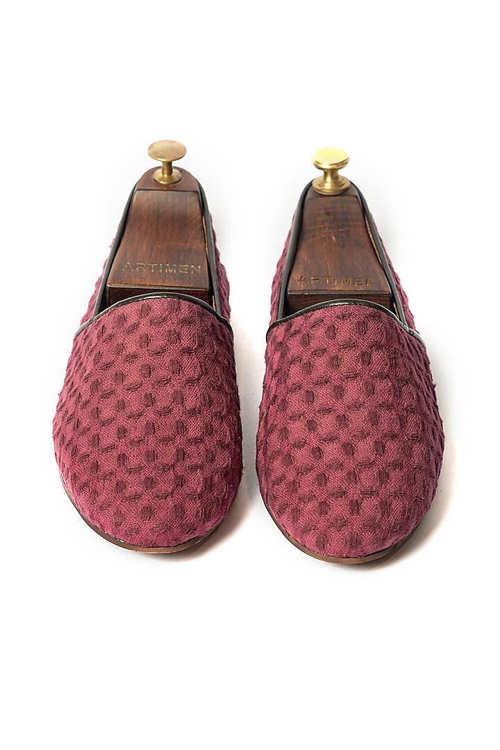 Maroon Leather Shoes by ARTIMEN