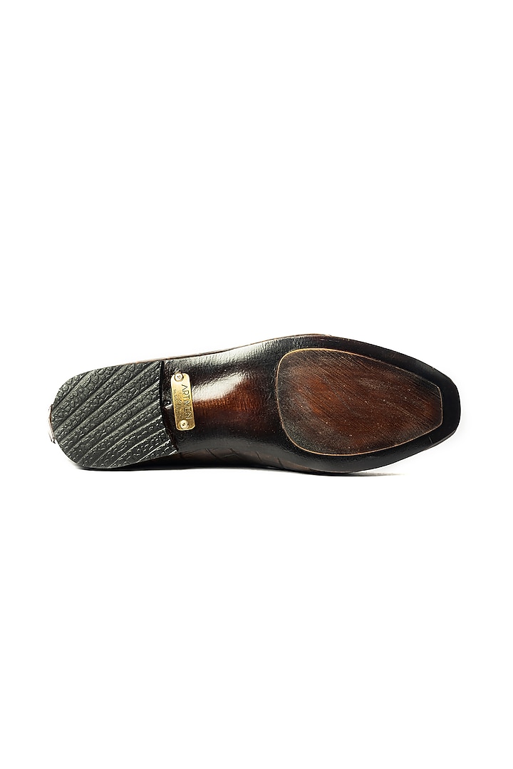Brown Leather Embossed Loafers by ARTIMEN at Pernia's Pop Up Shop