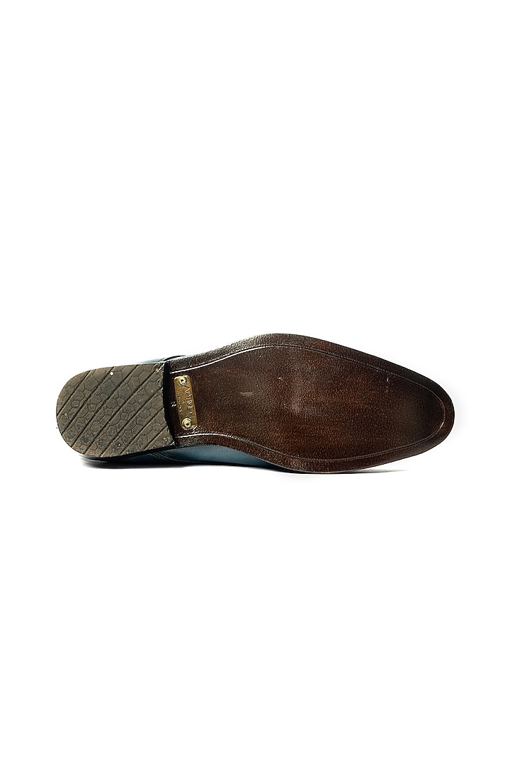Sea Blue Leather Handpainted Shoes by ARTIMEN at Pernia's Pop Up Shop